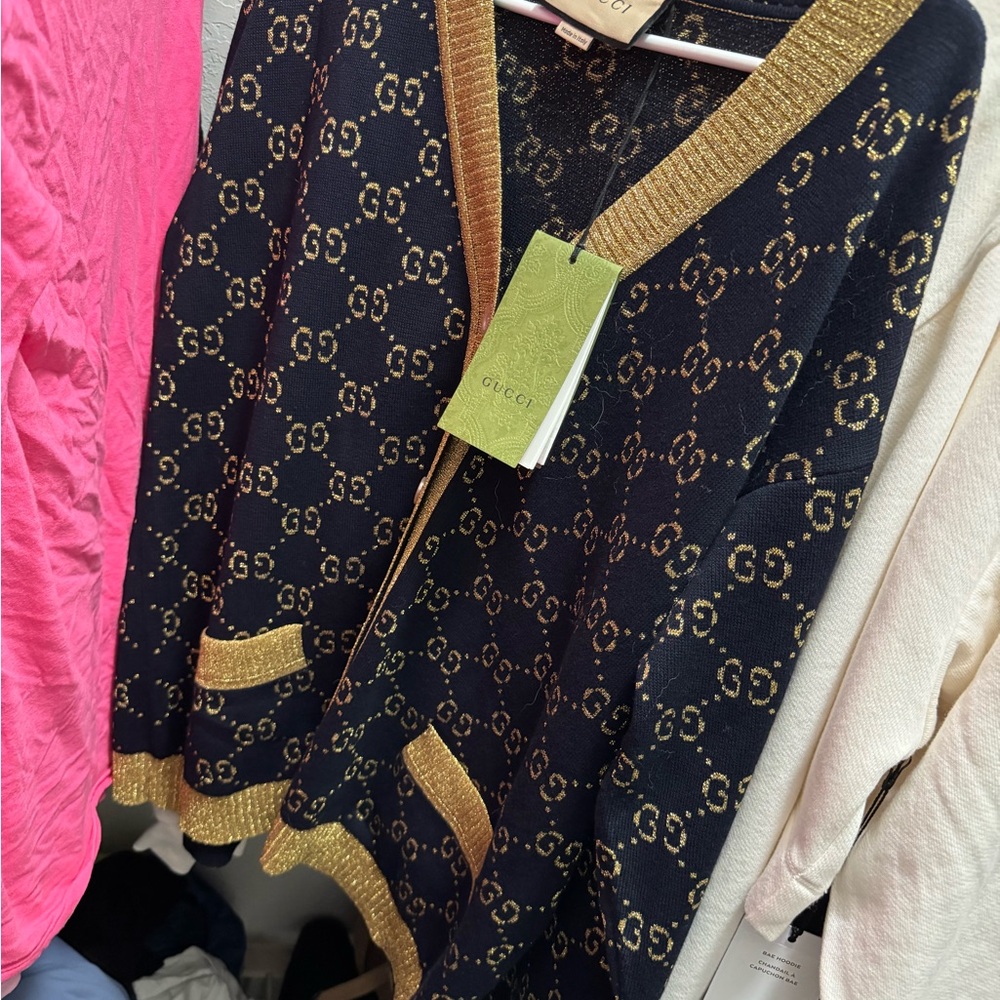 Gucci Black and Gold Knit Cardigan